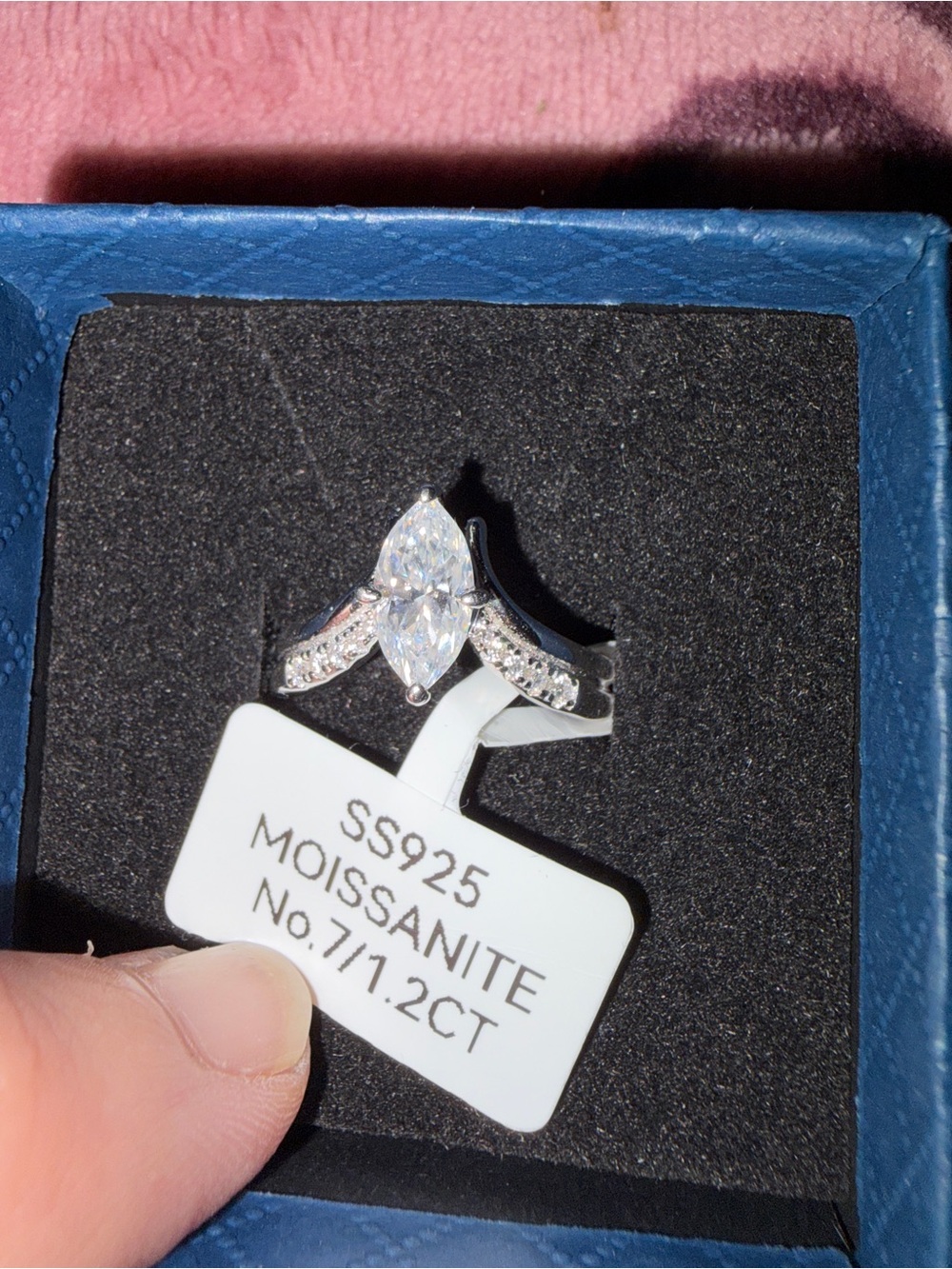 Sterling Silver Marquise Bypass Moissanite Ring in Sterling Silver 1.2Ct